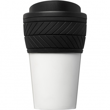 Logotrade Firmengeschenke das Foto: Brite-Americano® 350 ml Isolierbecher mit Schutzring Reifen-Design