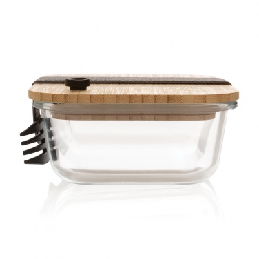 Logotrade Firmengeschenke das Foto: Lunch-Box aus Glas mit Bambusdeckel