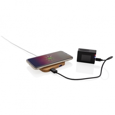Logotrade Werbeartikel das Foto: 5W-Wireless-Charger aus Bambus mit USB