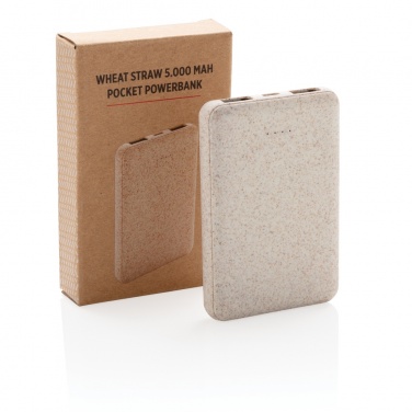 Logotrade Werbegeschenke das Foto: Weizenstroh 5.000 mAh Pocket Powerbank