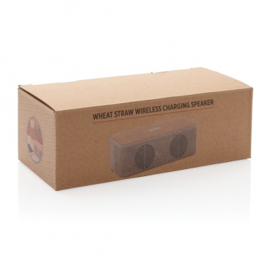 Logotrade Logogeschenke das Foto: Weizenstroh Wireless Charging Lautsprecher