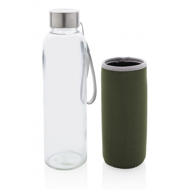 Logotrade Geschäftsgeschenke das Foto: Glasflasche mit Neopren-Sleeve