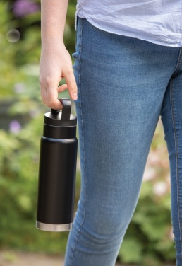 Logotrade Werbeartikel das Foto: Auslaufsichere Vakuum-Flasche mit Tragegriff