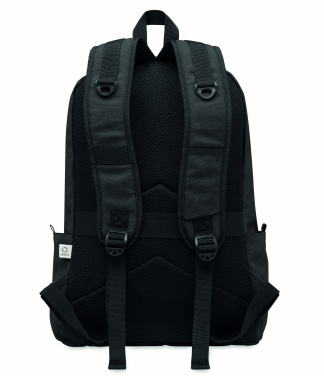 Logotrade Firmengeschenke das Foto: Ein 15-Zoll-Laptop-Rucksack aus recycelter Pre-Consumer-Baumwolle mit individuell anpassbarem Druck