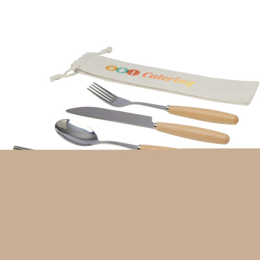 Logotrade Werbegeschenke das Foto: Root 5-teiliges Besteckset aus Edelstahl und Buchenholz