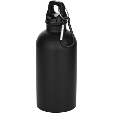Logotrade werbemittel das Foto: Oregon 400 ml matte RCS-zertifizierte einwandige Trinkflasche aus recyceltem Edelstahl mit Karabinerhaken