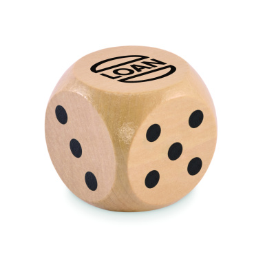 Logotrade Firmengeschenke das Foto: Spielwürfel Schima-Holz Ø 5cm