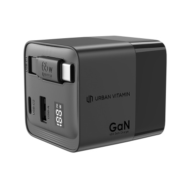 Logotrade Logogeschenke das Foto: Urban Vitamin Mendocino 65W GaN-Charger mit einziehb. Kabel