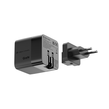 Logotrade Werbeartikel das Foto: Urban Vitamin Mendocino 65W GaN-Charger mit einziehb. Kabel