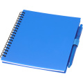 Niove Softcover Notizbuch aus recyceltem Kunststoff mit Kugelschreiber (blaue Mine), Blau