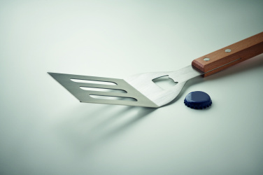 Logotrade Firmengeschenke das Foto: Grill-Spachtel mit Buchenholz
