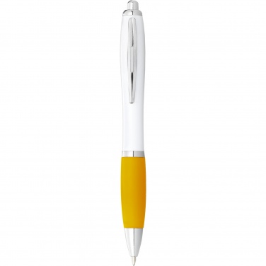 Logo trade business gifts image of: Nash ballpoint pen with white barrel and coloured grip
