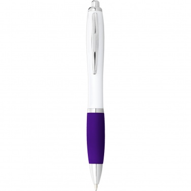 Logotrade promotional merchandise photo of: Nash ballpoint pen with white barrel and coloured grip
