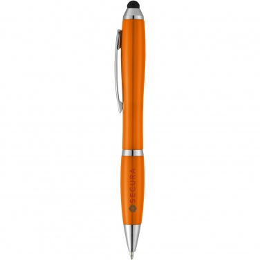 Logo trade promotional giveaways image of: Nash stylus ballpoint pen with coloured grip