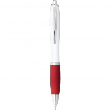 Logo trade promotional merchandise photo of: Nash ballpoint pen white barrel and coloured grip