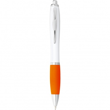 Logotrade promotional gift image of: Nash ballpoint pen white barrel and coloured grip