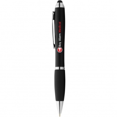 Logo trade promotional items picture of: Nash coloured stylus ballpoint pen with black grip