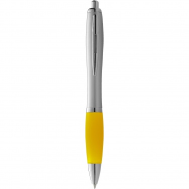 Logo trade advertising products image of: Nash ballpoint pen silver barrel and coloured grip