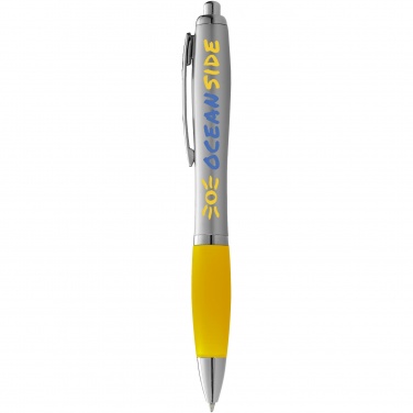 Logo trade corporate gifts image of: Nash ballpoint pen silver barrel and coloured grip