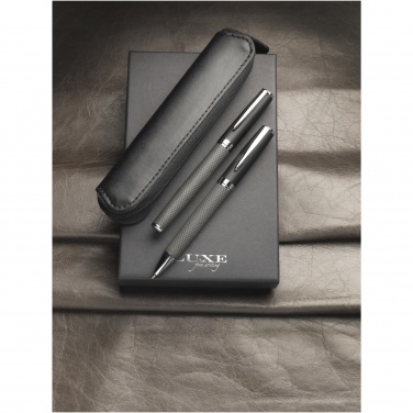 Logotrade advertising product picture of: Carbon duo pen gift set with pouch