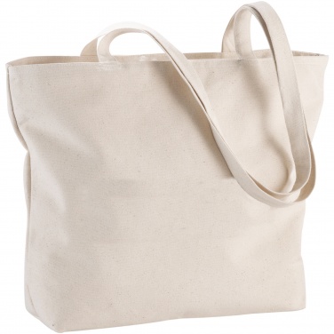 Logo trade promotional items image of: Ningbo 320 g/m² zippered cotton tote bag 15L
