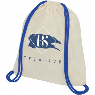 Logo trade promotional gifts picture of: Oregon 100 g/m² cotton drawstring bag with coloured cords 5L