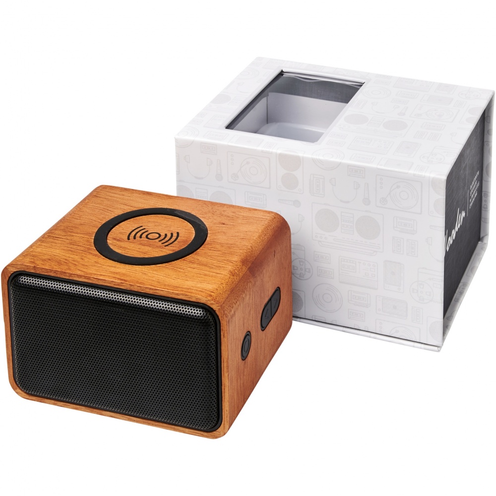 Logotrade promotional giveaways photo of: Wooden 3W speaker with wireless charging pad