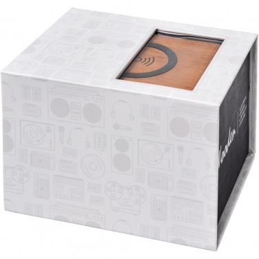Logo trade promotional giveaways image of: Wooden 3W speaker with wireless charging pad