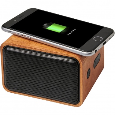 Logo trade corporate gift photo of: Wooden 3W speaker with wireless charging pad
