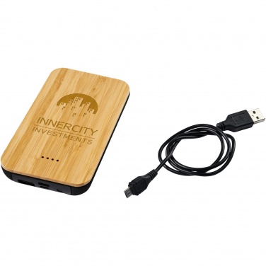 Logo trade promotional giveaways image of: Future 6000 mAh bamboo/fabric wireless power bank