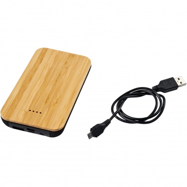Logo trade business gifts image of: Future 6000 mAh bamboo/fabric wireless power bank