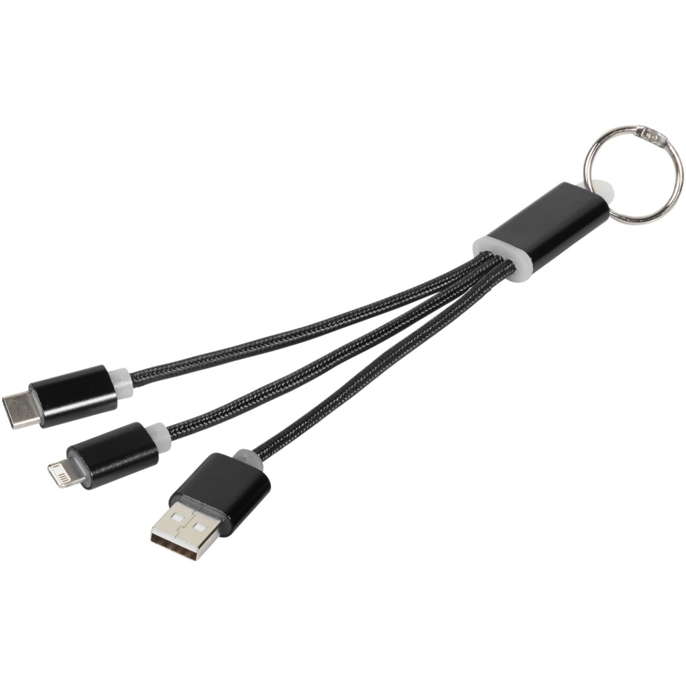 Logo trade corporate gift photo of: Metal 3-in-1 charging cable with keychain