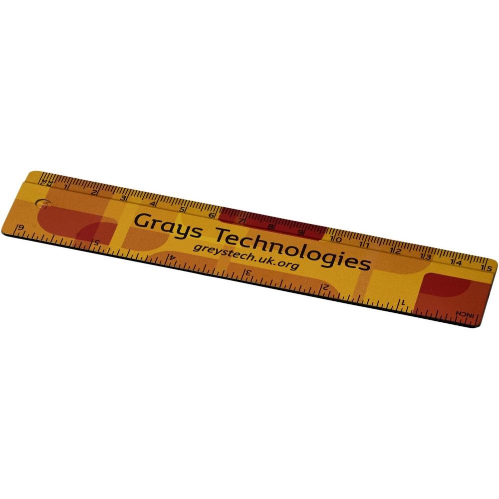 Logo trade promotional merchandise image of: Terran 15 cm ruler from 100% recycled plastic