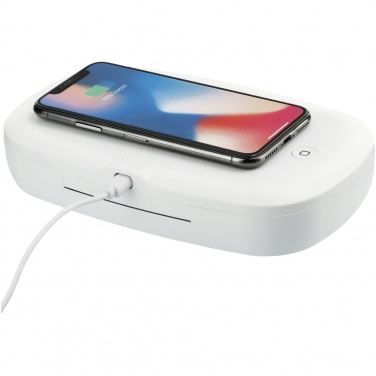 Logo trade advertising products picture of: Capsule UV smartphone sanitizer with 5W wireless charging pad