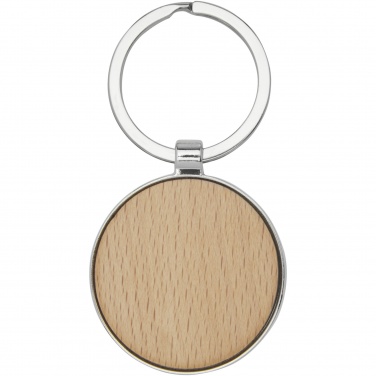 Logo trade promotional merchandise picture of: Moreno beech wood round keychain