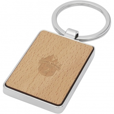 Logo trade advertising products picture of: Mauro beech wood rectangular keychain