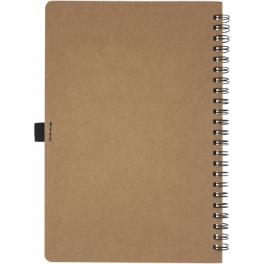 Logo trade advertising product photo of: Cobble A5 wire-o recycled cardboard notebook with stone paper