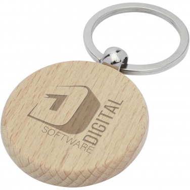 Logo trade promotional items image of: Giovanni beech wood round keychain