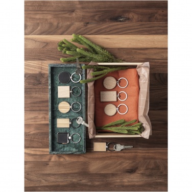 Logo trade advertising product photo of: Gian beech wood rectangular keychain
