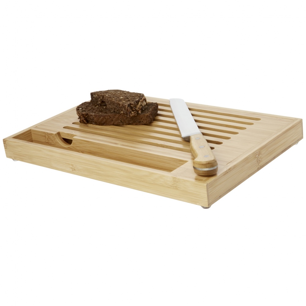 Logo trade promotional item photo of: Pao bamboo cutting board with knife