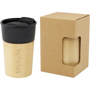 Logo trade promotional merchandise image of: Pereira 320 ml porcelain mug with bamboo outer wall
