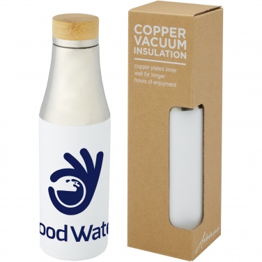 Logo trade promotional giveaways image of: Hulan 540 ml copper vacuum insulated stainless steel bottle with bamboo lid