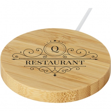 Logo trade promotional item photo of: Atra 10W bamboo magnetic wireless charging pad