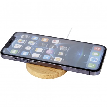 Logo trade corporate gifts picture of: Atra 10W bamboo magnetic wireless charging pad