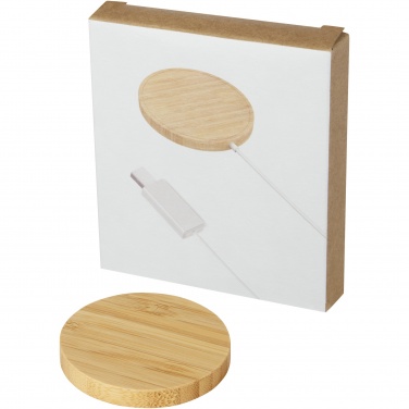Logo trade promotional gifts image of: Atra 10W bamboo magnetic wireless charging pad