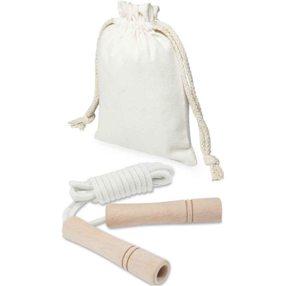 Logo trade promotional products image of: Denise wooden skipping rope in cotton pouch