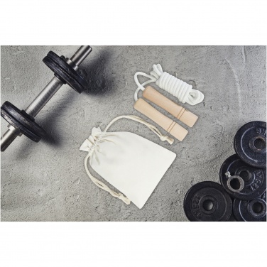 Logo trade promotional merchandise image of: Denise wooden skipping rope in cotton pouch