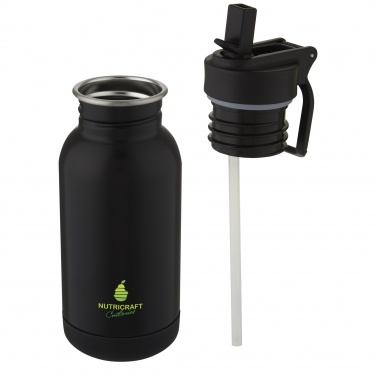 Logo trade promotional merchandise photo of: Lina 400 ml stainless steel sport bottle with straw and loop