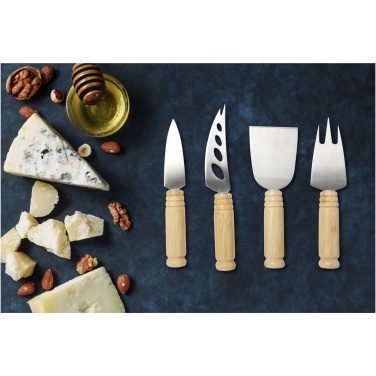 Logo trade promotional items image of: Cheds 4-piece bamboo cheese set
