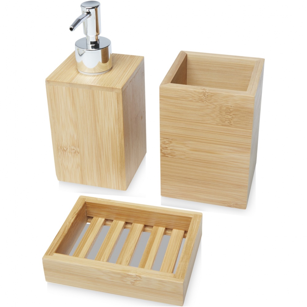 Logo trade business gift photo of: Hedon 3-piece bamboo bathroom set